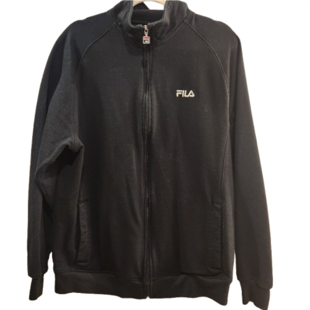 FILA Black Full-Zip Track Jacket | Size XL | Modern Sport-Street Essential